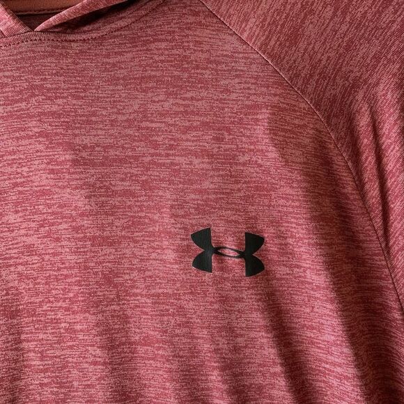 Under Armour Hooded Shirt Pullover Mens M Heather Maroon Heatgear Long Sleeve - Picture 2 of 6